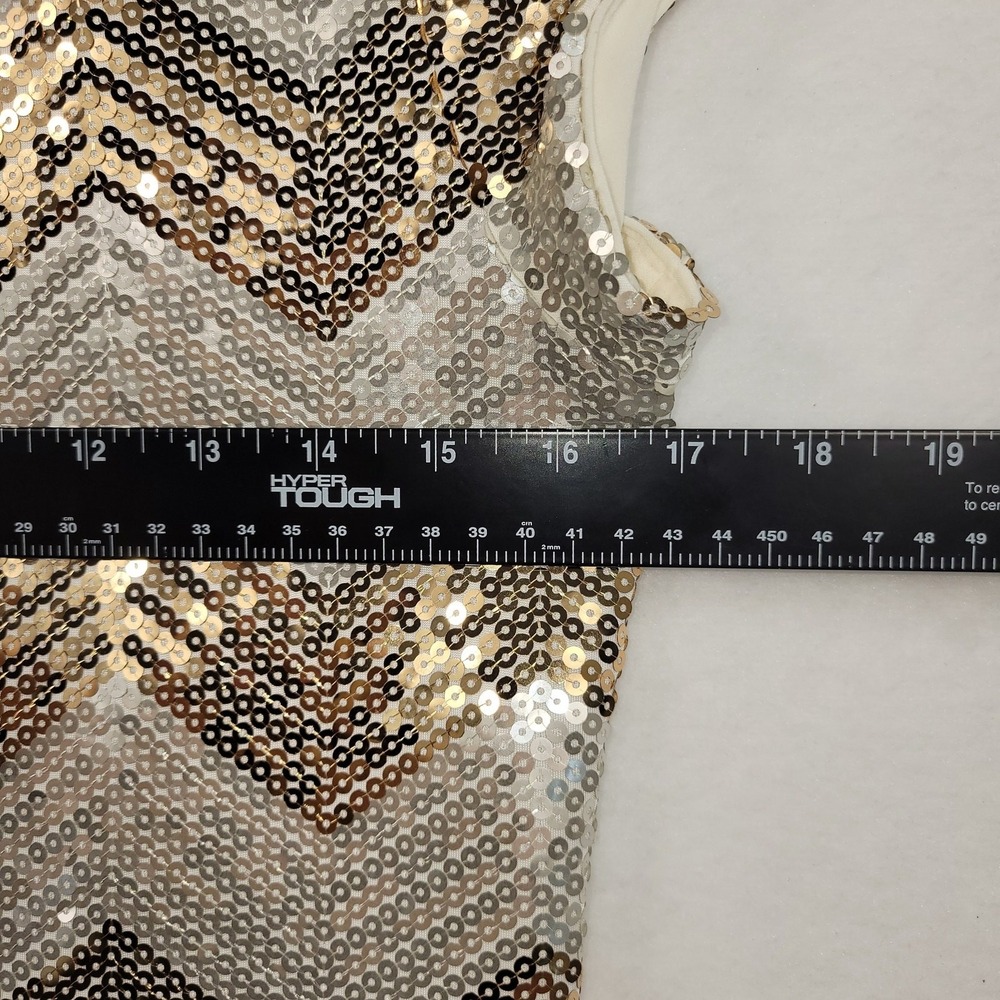 White House Black Market Dress Womens Small Metallic Sequin Chevron Sheath Mini - Picture 8 of 11